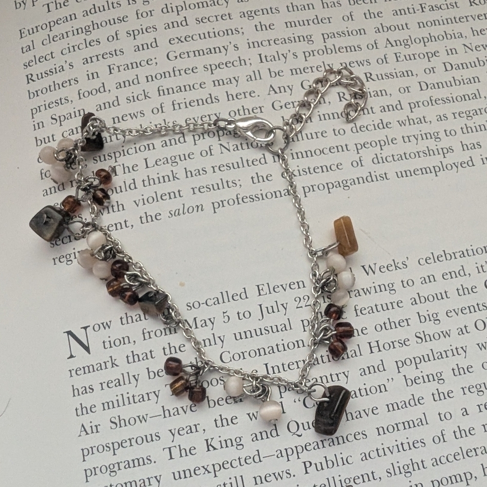 Elegant Silver and Brown Beaded Necklace